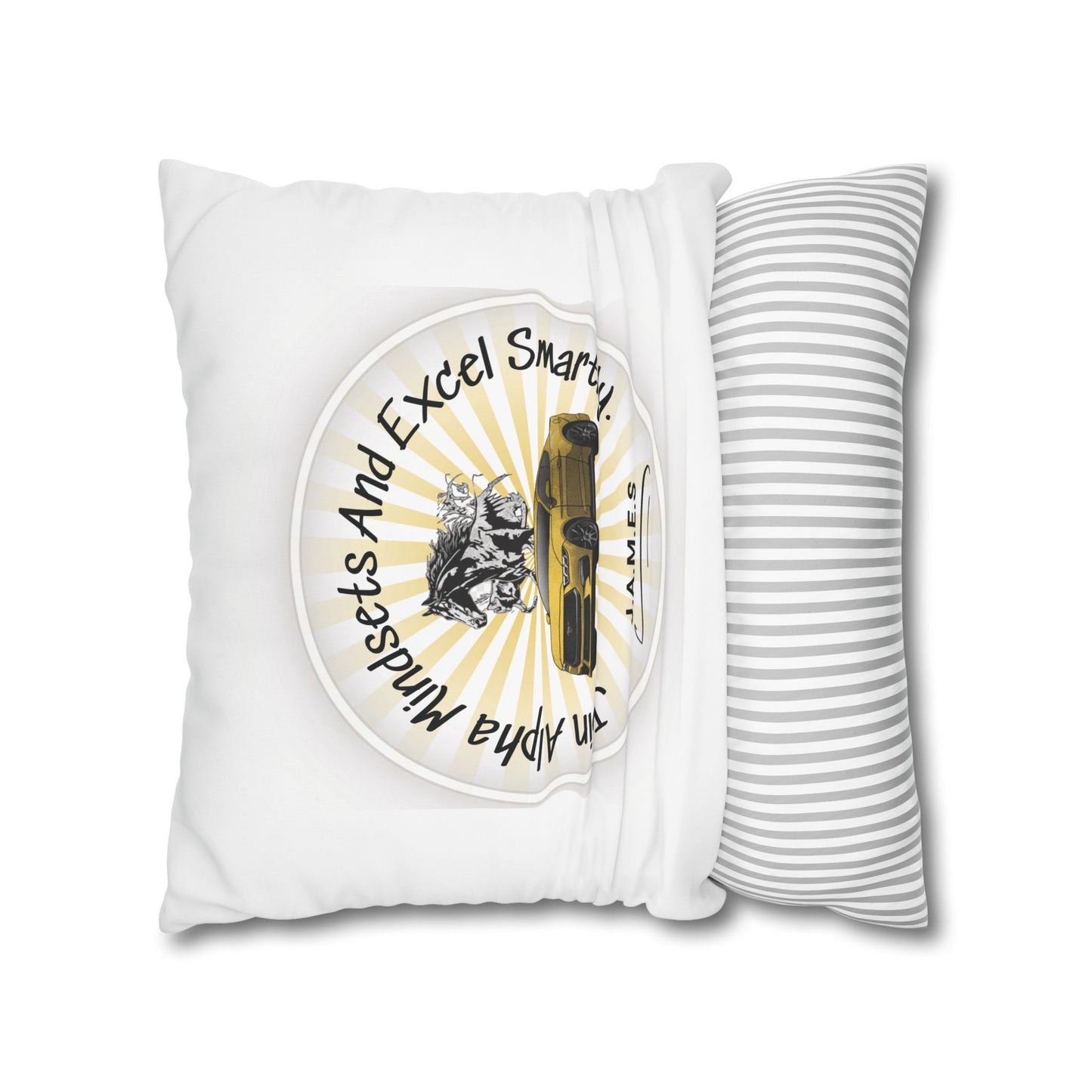 Personalized Initial Quote Horse Car — Custom Sayings on Square Poly Canvas Pillowcase