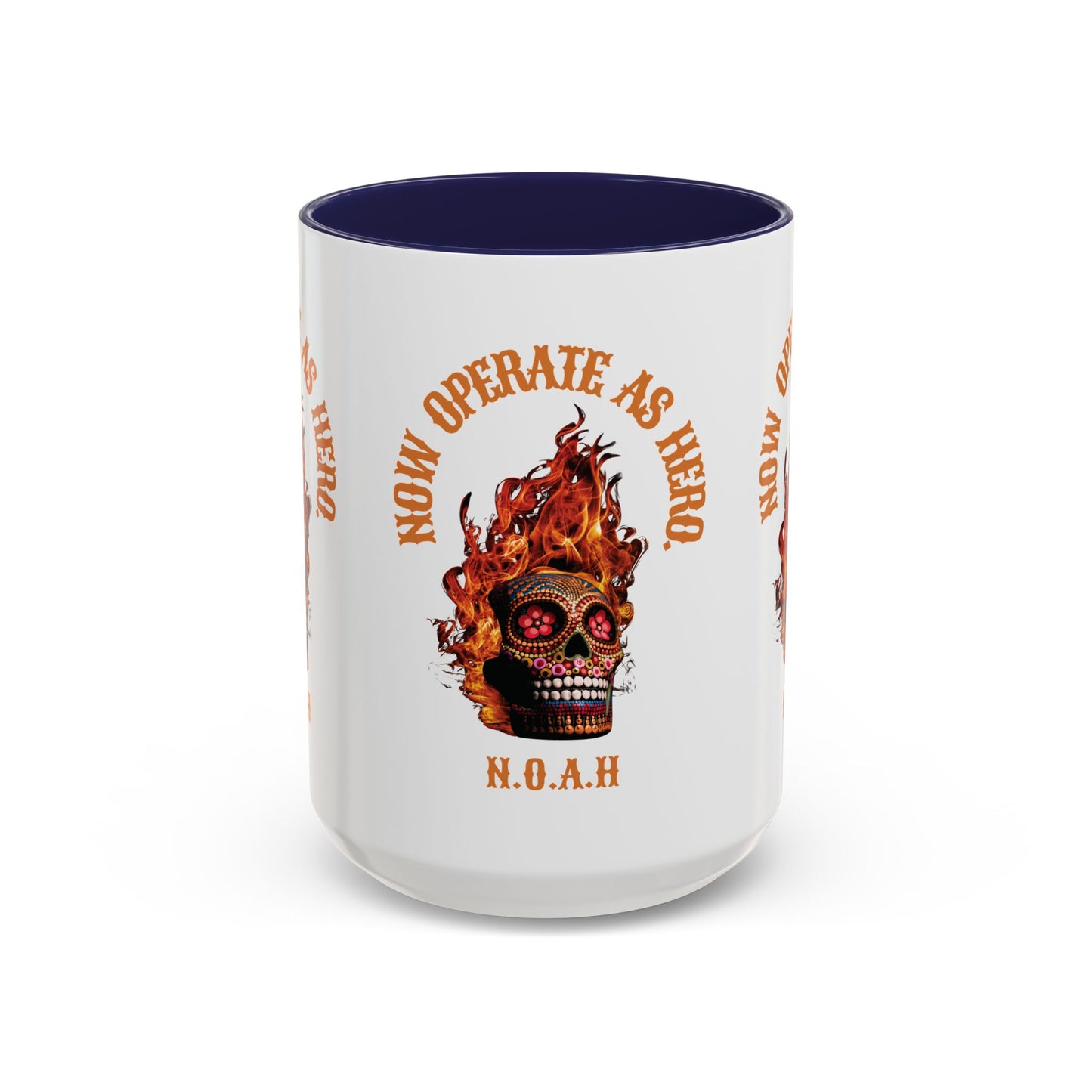 Personalized Initial Fire Skull Accent Coffee Mug