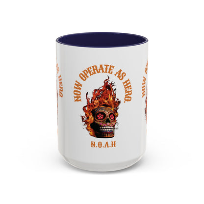 Personalized Initial Fire Skull Accent Coffee Mug