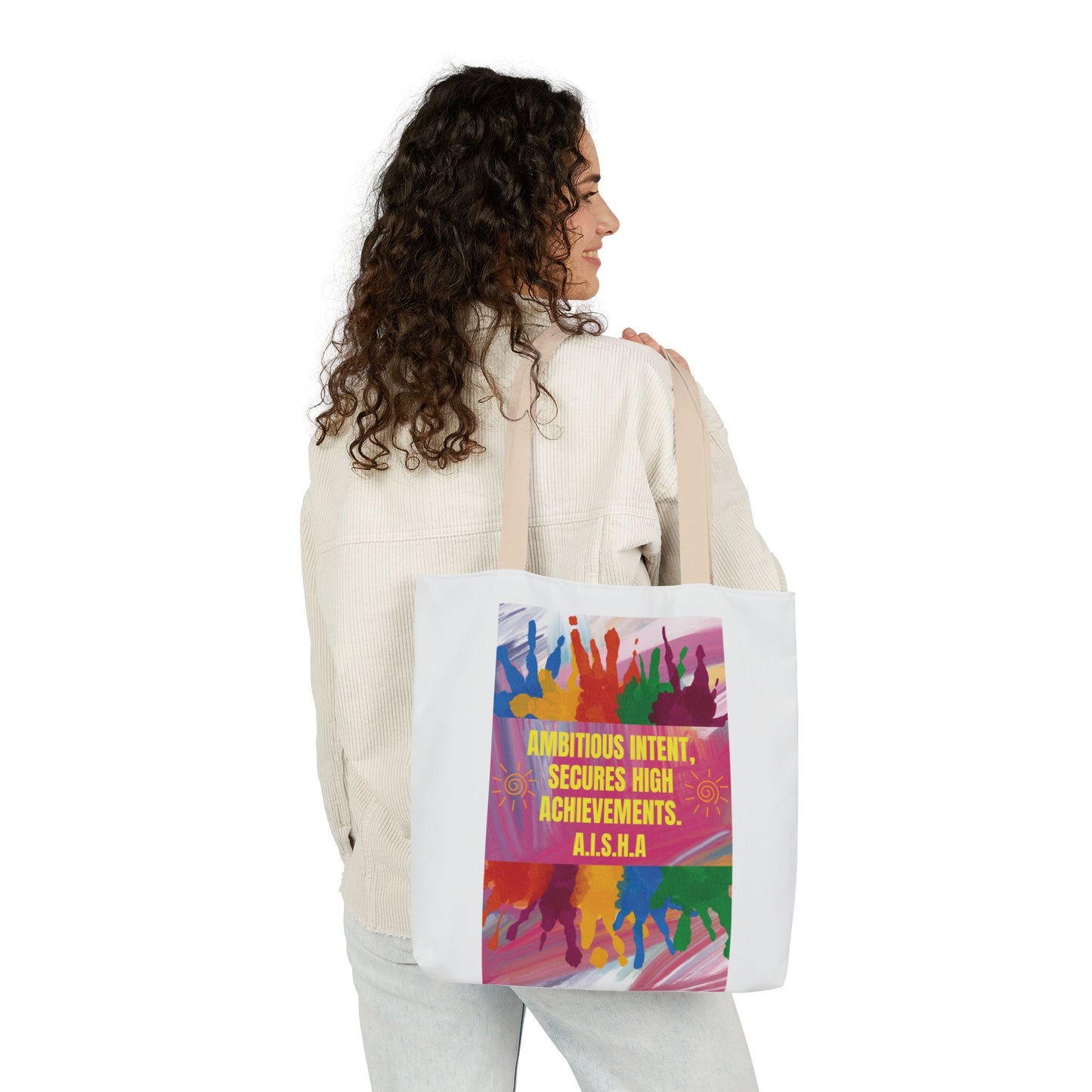 Personalized Initial Quote Colorful Paint Canvas Tote Custom Name
