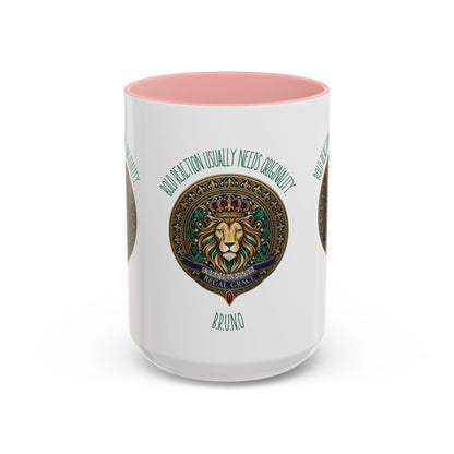 Personalized Initial Circled Lion Accent Coffee Mug