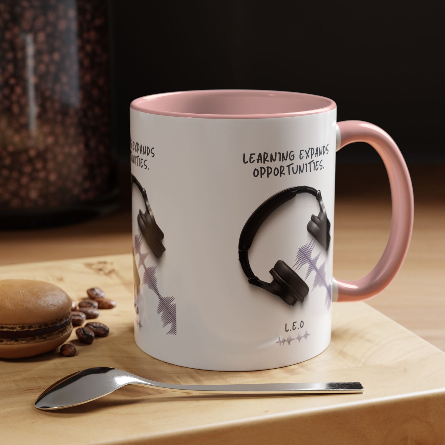 Personalized Initial Headphones Accent Coffee Mug
