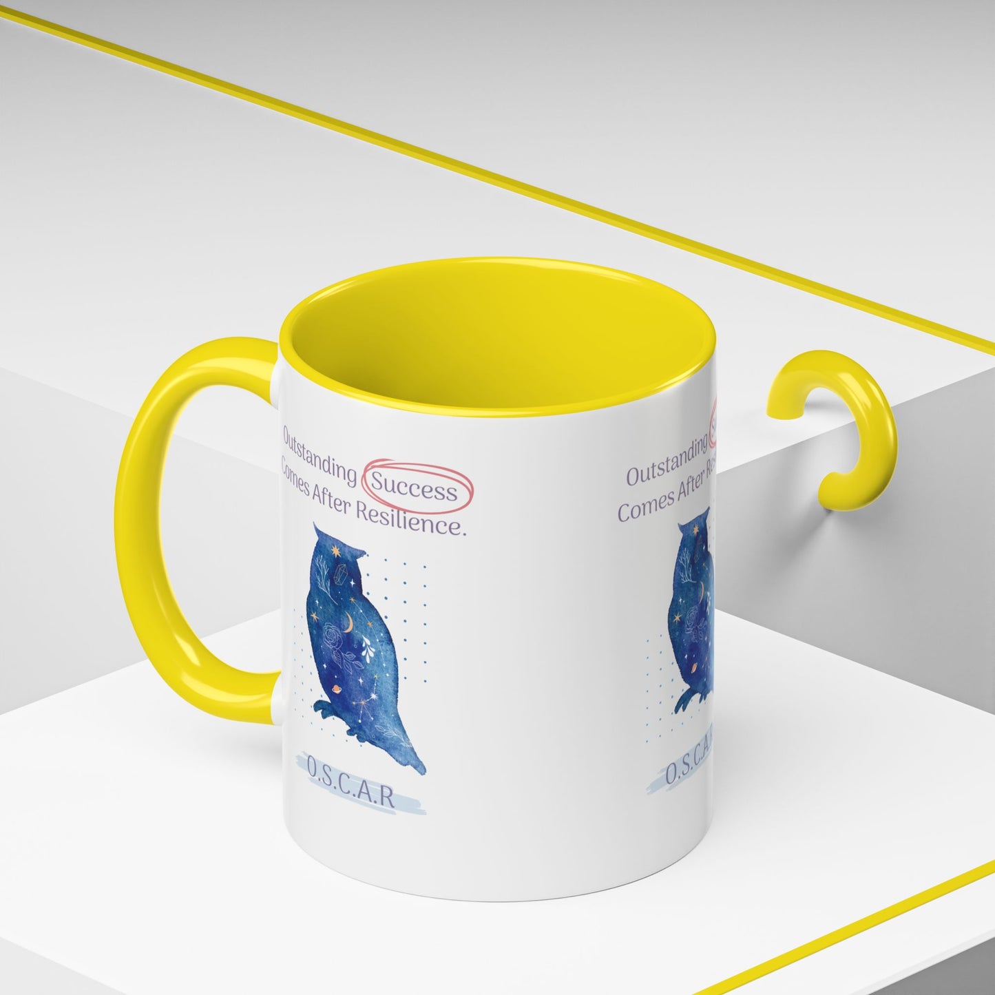 Personalized Initial Galaxy Owl Accent Coffee Mug