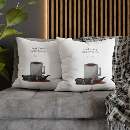 Personalized Initial Quote Coffee and Sunglasses — Custom Sayings on Square Poly Canvas Pillowcase