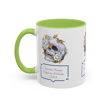 Personalized Initial Floral Skull Accent Coffee Mug