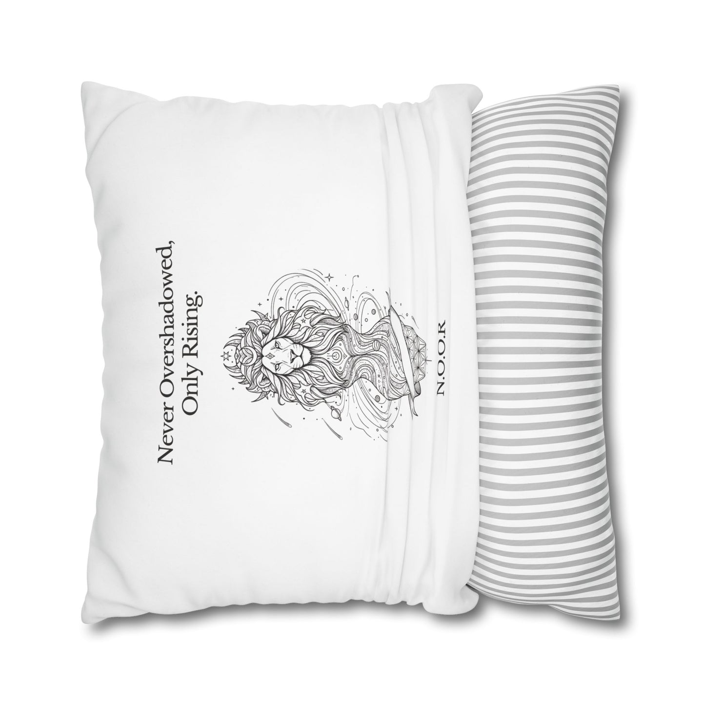 Personalized Initial Quote Girl Lion — Custom Sayings on Square Poly Canvas Pillowcase