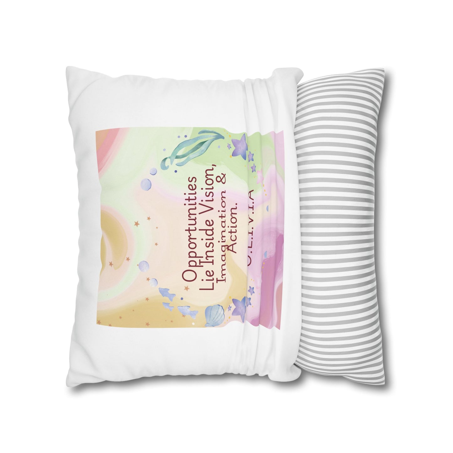Personalized Initial Quote Ocean Theme — Custom Sayings on Square Poly Canvas Pillowcase