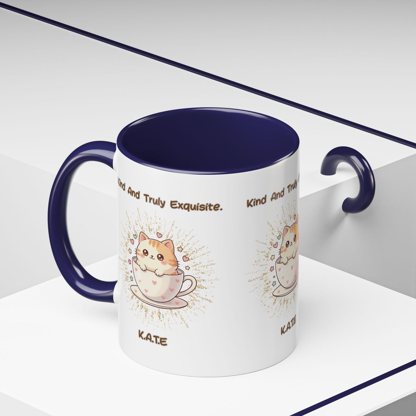 Personalized Initial Exquisite Cat Accent Coffee Mug