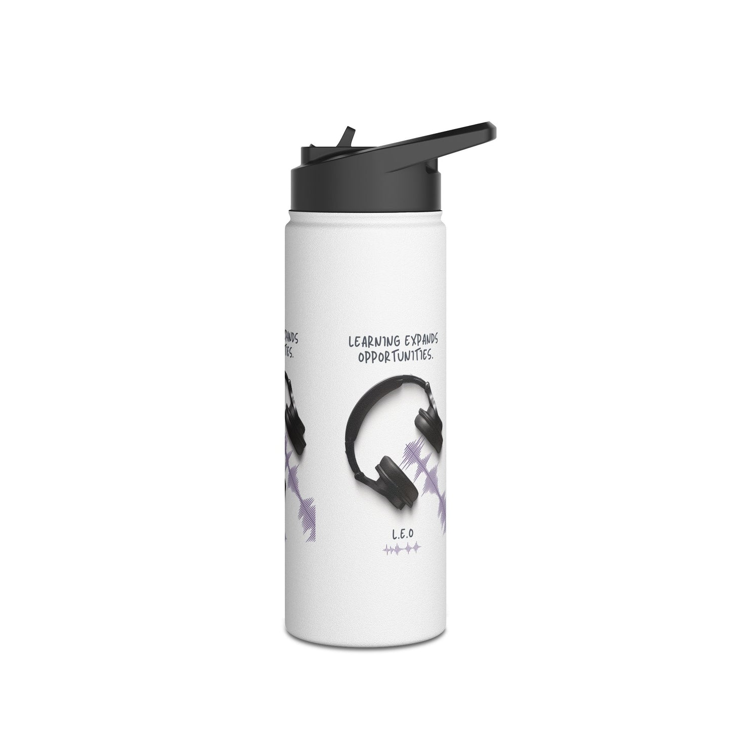 Personalized Initial Quote Headphones Stainless Steel Water Bottle