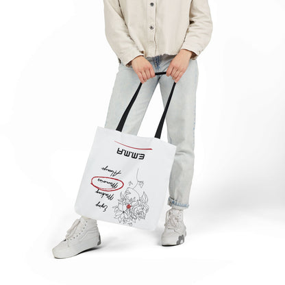 Personalized Initial Quote Floral Girl Canvas Tote Custom Name