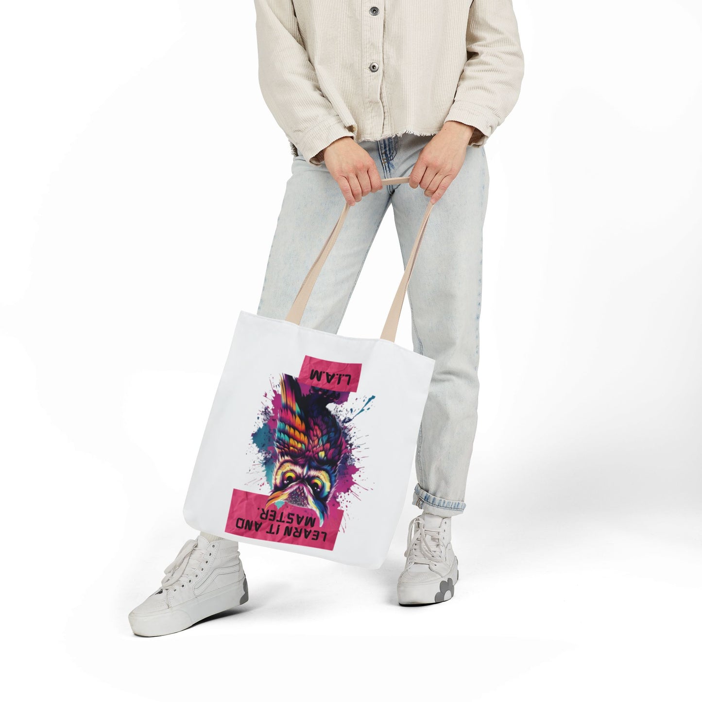 Personalized Initial Quote Owl Canvas Tote Custom Name