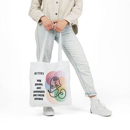 Personalized Initial Quote Sketch Girl Canvas Tote Custom Name