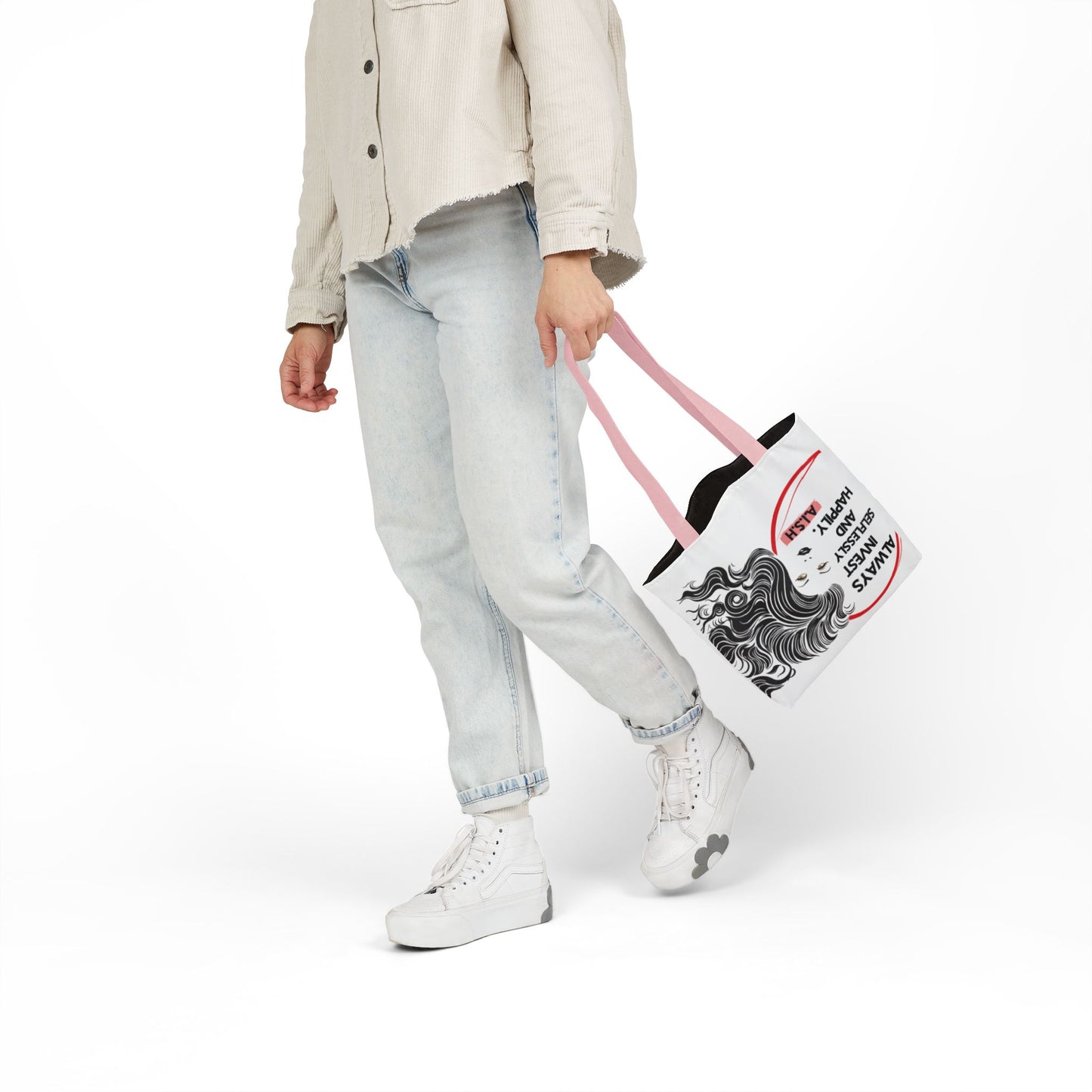 Personalized Initial Quote Inspirational Girl Canvas Tote Custom Name