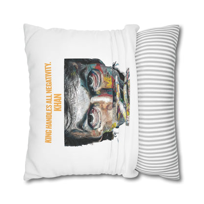 Personalized Initial Quote Khan — Custom Sayings on Square Poly Canvas Pillowcase