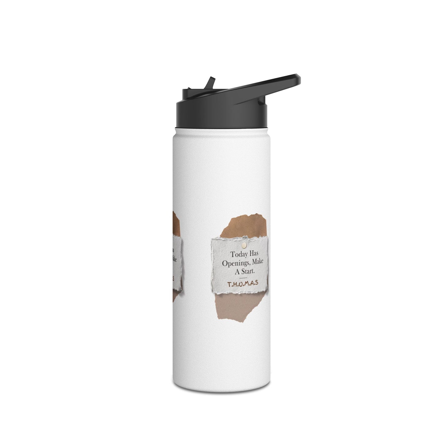 Personalized Initial Quote Torn Paper Note Stainless Steel Water Bottle