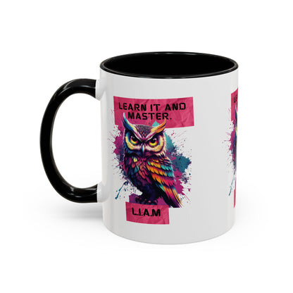 Personalized Initial Owl Accent Coffee Mug
