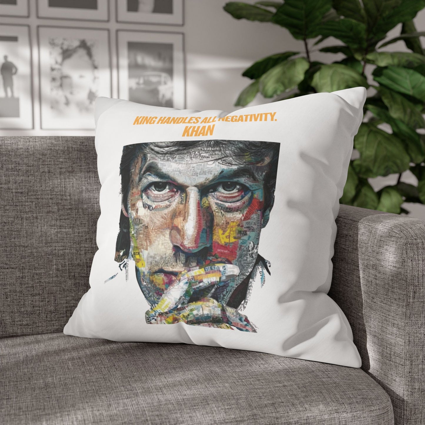 Personalized Initial Quote Khan — Custom Sayings on Square Poly Canvas Pillowcase