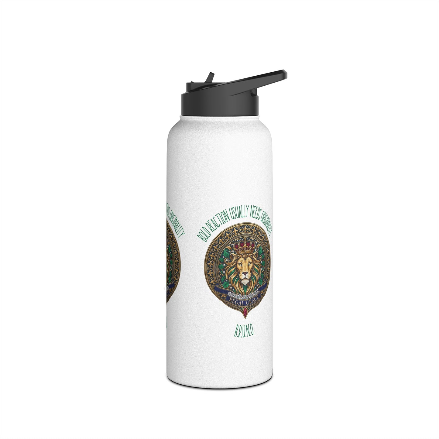 Personalized Initial Quote Circled Lion Stainless Steel Water Bottle