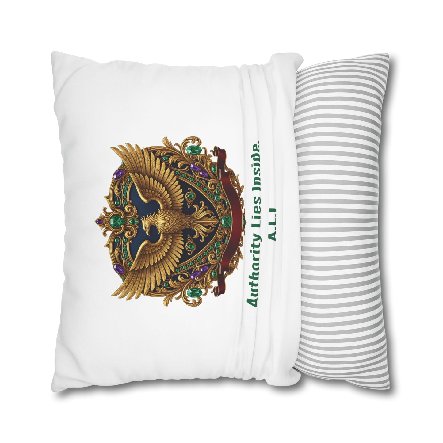 Personalized Initial Quote Eagle — Custom Sayings on Square Poly Canvas Pillowcase