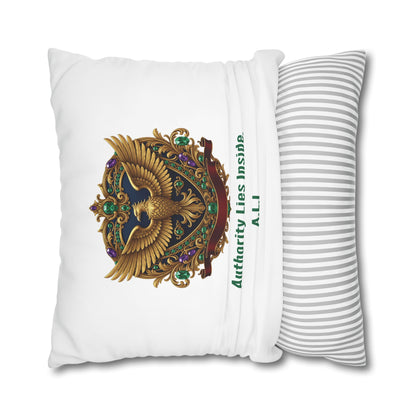 Personalized Initial Quote Eagle — Custom Sayings on Square Poly Canvas Pillowcase