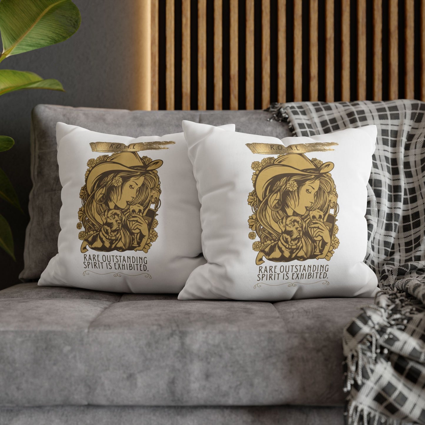 Personalized Initial Quote Golden Girl — Custom Sayings on Square Poly Canvas Pillowcase