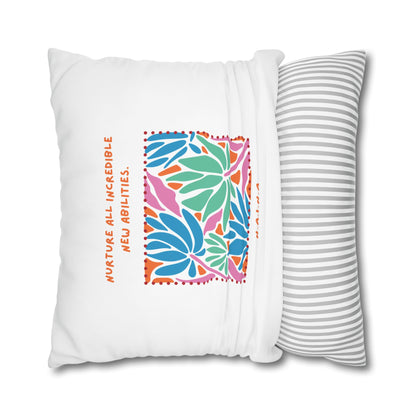 Personalized Initial Quote Floral Momentum — Custom Sayings on Square Poly Canvas Pillowcase