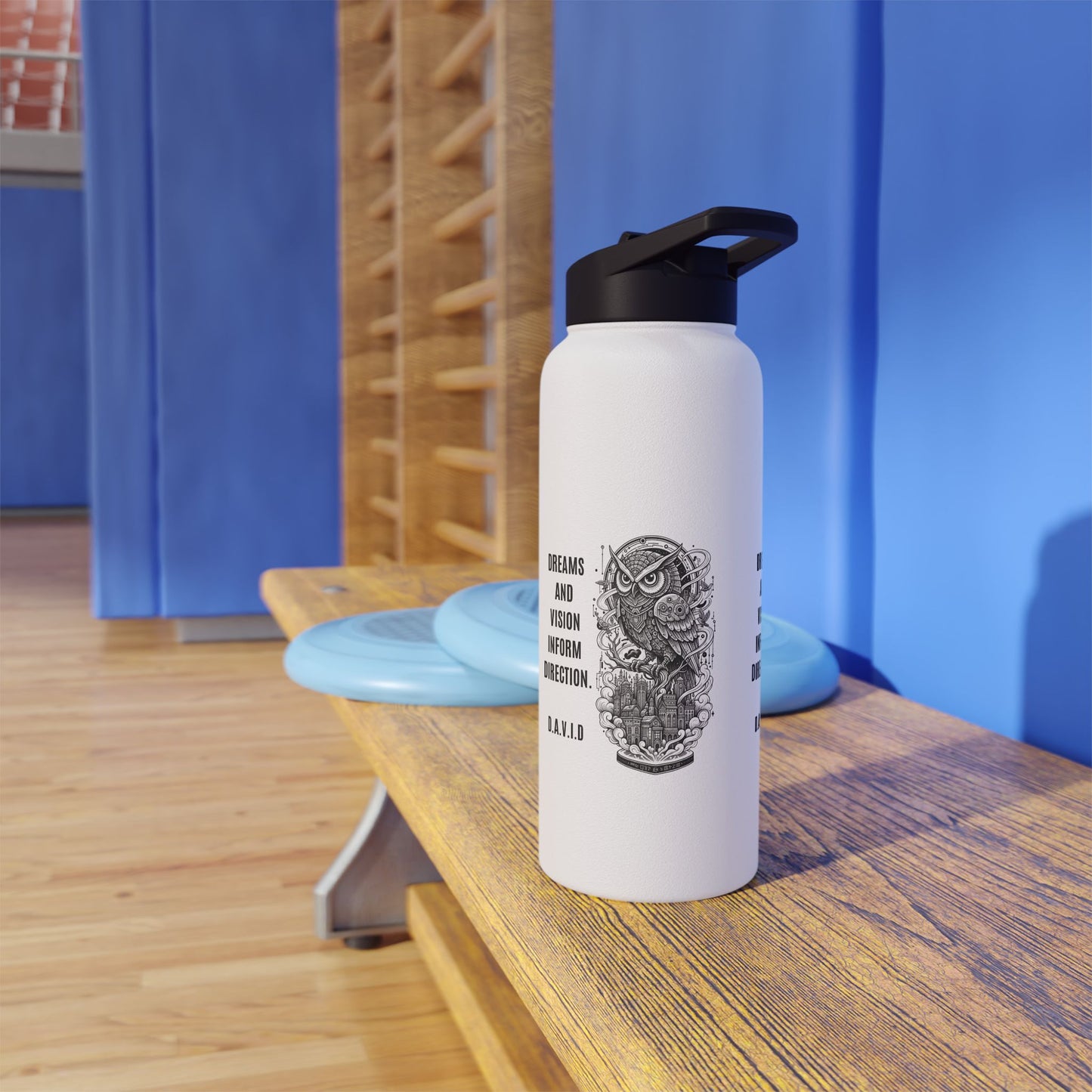 Personalized Initial Quote Owl Vision Stainless Steel Water Bottle