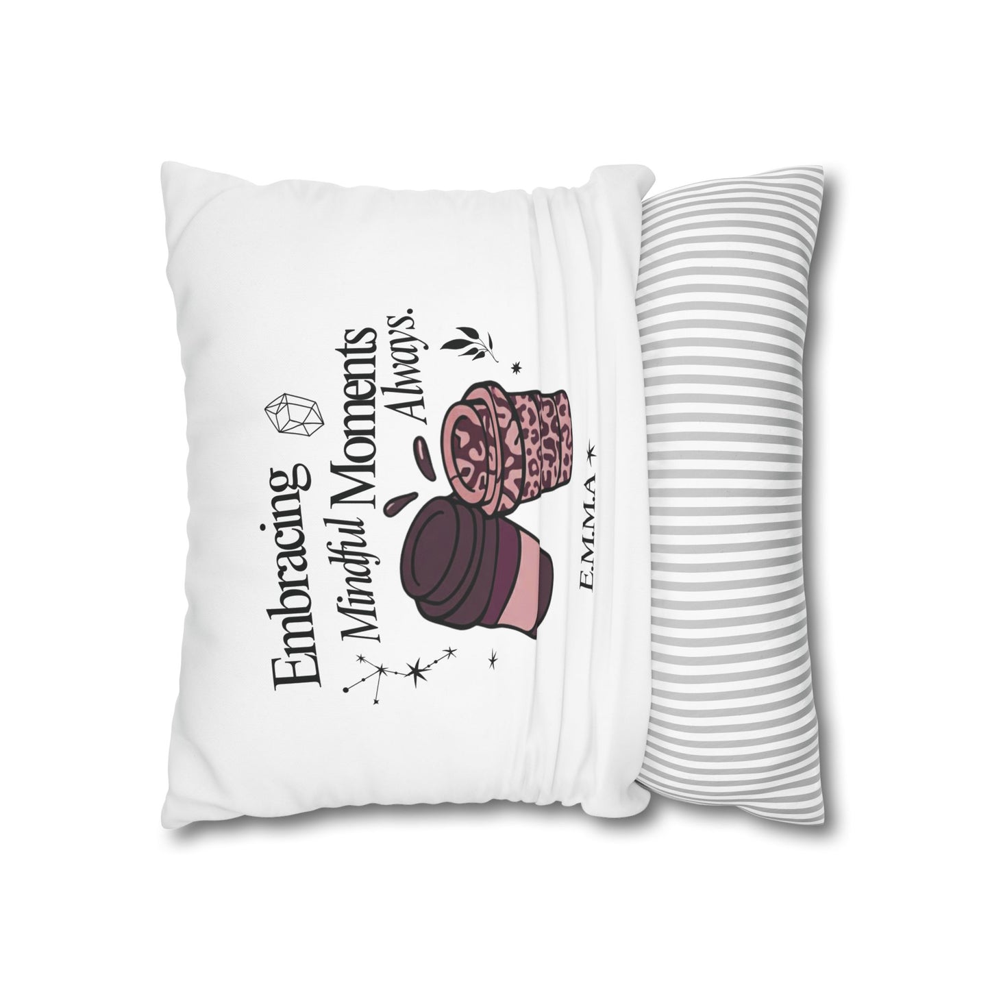 Personalized Initial Quote Girly Coffee — Custom Sayings on Square Poly Canvas Pillowcase