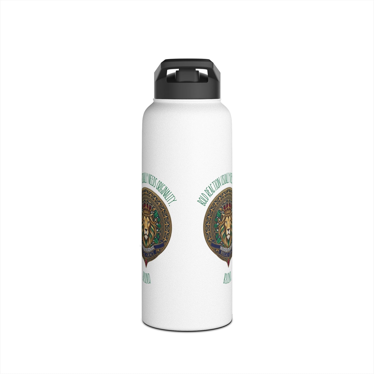 Personalized Initial Quote Circled Lion Stainless Steel Water Bottle