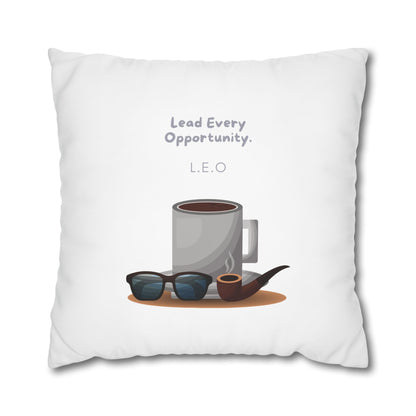 Personalized Initial Quote Coffee and Sunglasses — Custom Sayings on Square Poly Canvas Pillowcase