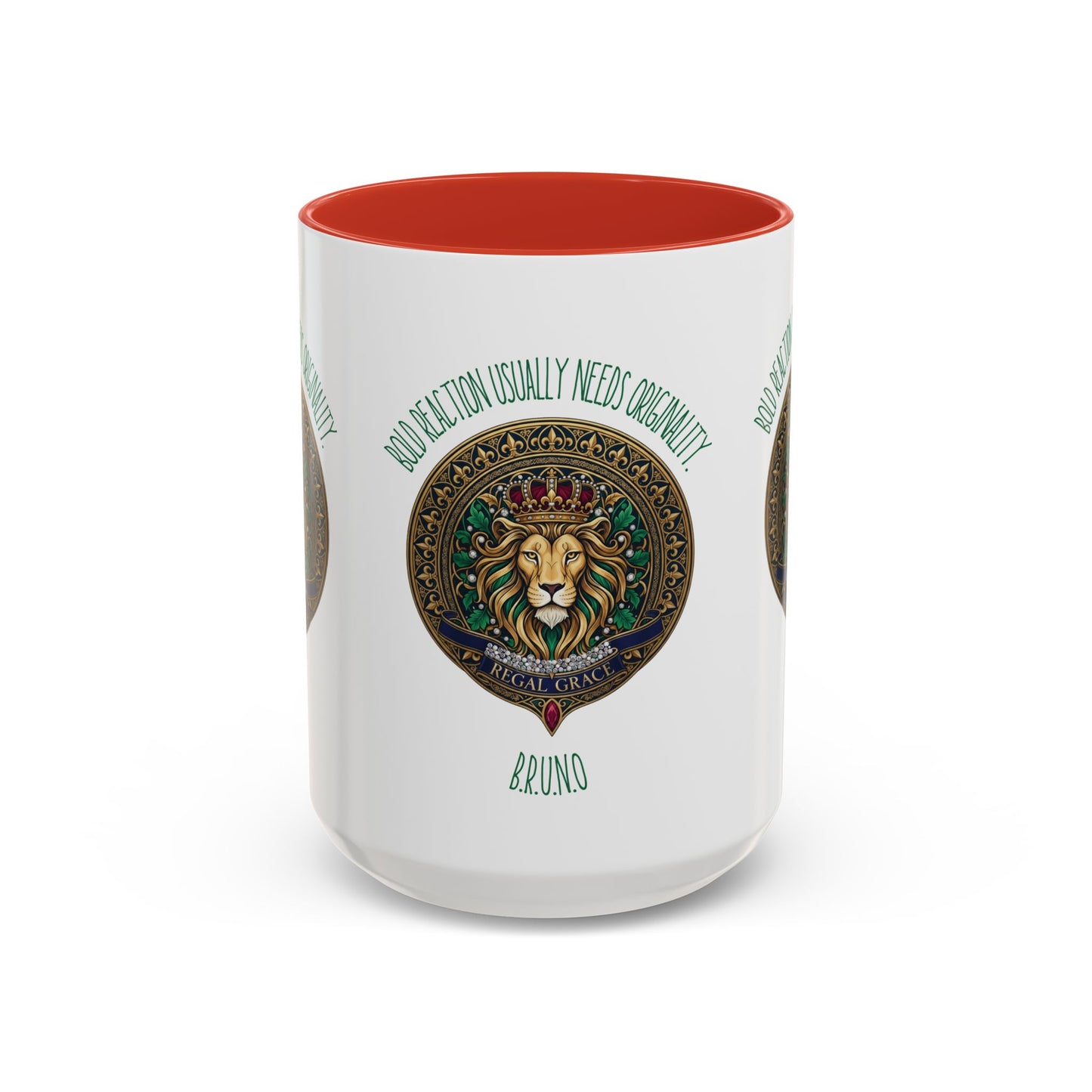 Personalized Initial Circled Lion Accent Coffee Mug