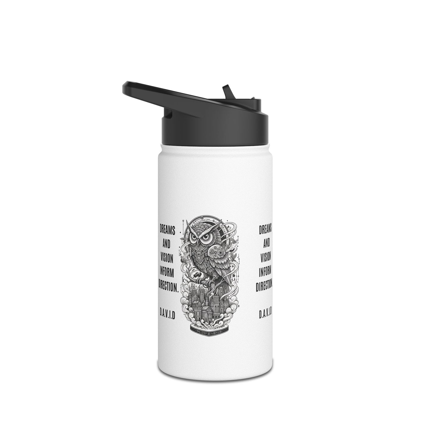 Personalized Initial Quote Owl Vision Stainless Steel Water Bottle