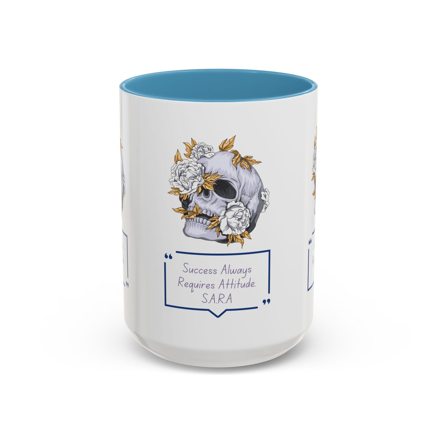 Personalized Initial Floral Skull Accent Coffee Mug