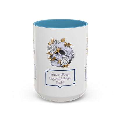 Personalized Initial Floral Skull Accent Coffee Mug