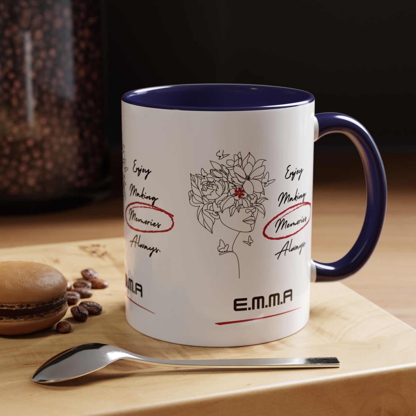 Personalized Initial Floral Girl Accent Coffee Mug