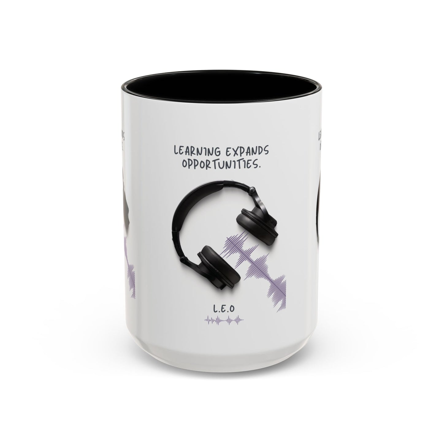 Personalized Initial Headphones Accent Coffee Mug