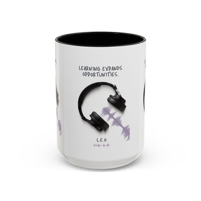 Personalized Initial Headphones Accent Coffee Mug