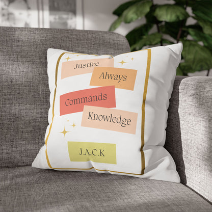 Personalized Initial Quote Pastel Inspirational — Custom Sayings on Square Poly Canvas Pillowcase