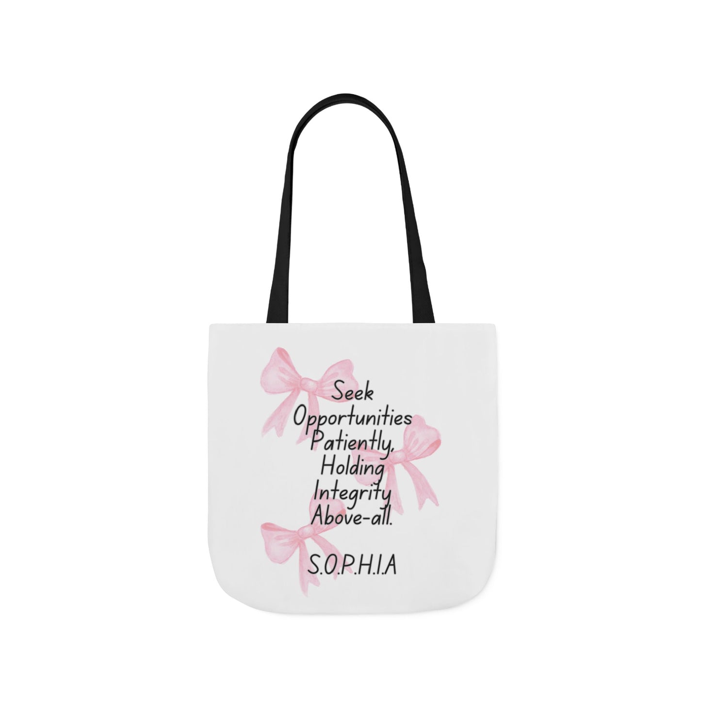 Personalized Initial Quote Pink Bow Canvas Tote Custom Name