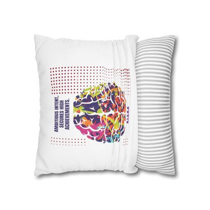 Personalized Initial Quote Brain — Custom Sayings on Square Poly Canvas Pillowcase