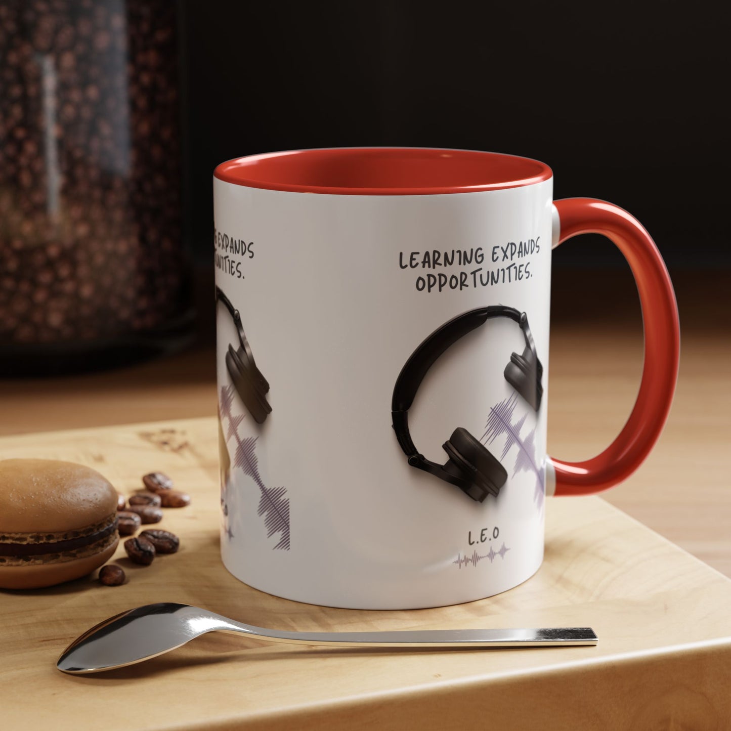 Personalized Initial Headphones Accent Coffee Mug