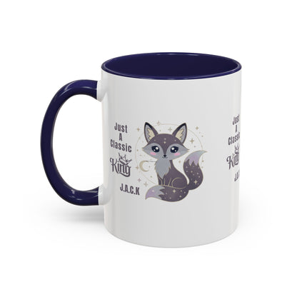 Personalized Initial Fox King Accent Coffee Mug