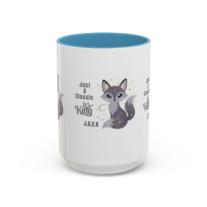 Personalized Initial Fox King Accent Coffee Mug