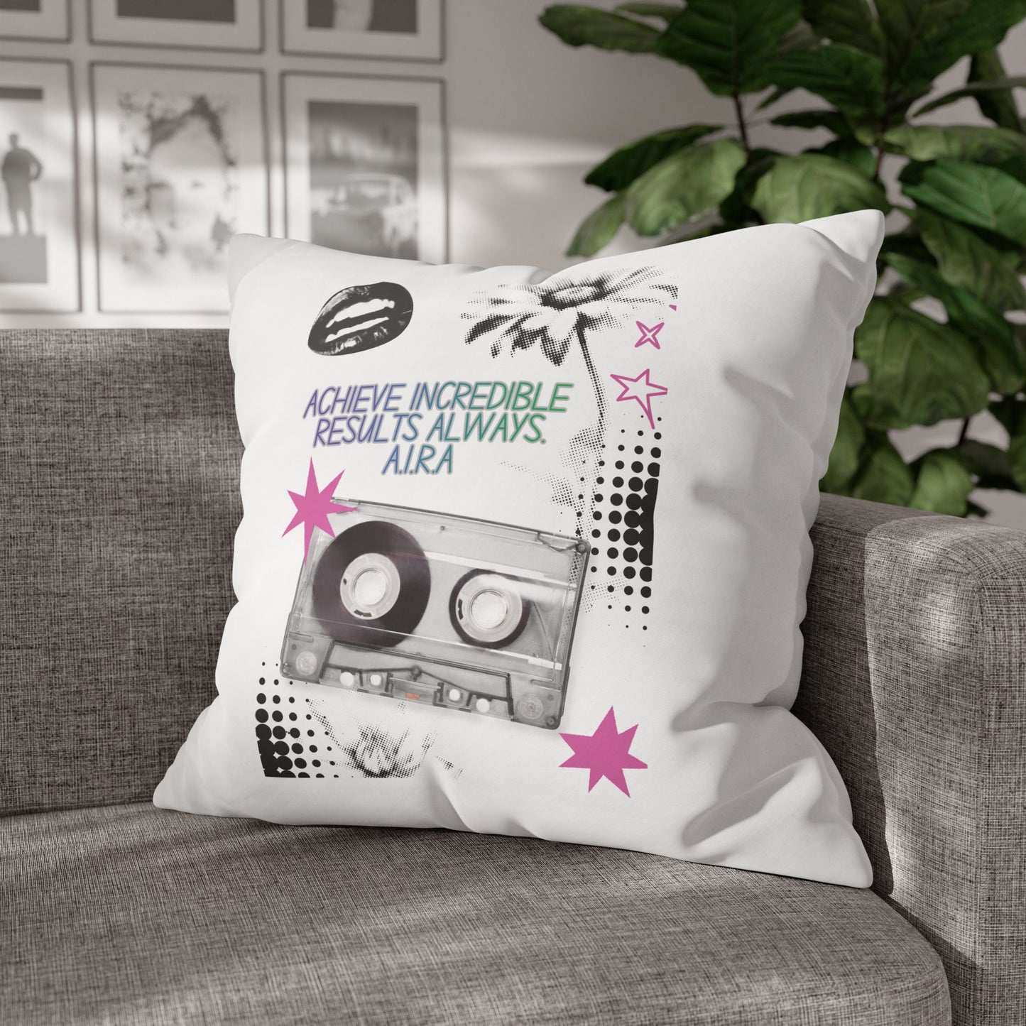 Personalized Initial Quote Cassette — Custom Sayings on Square Poly Canvas Pillowcase