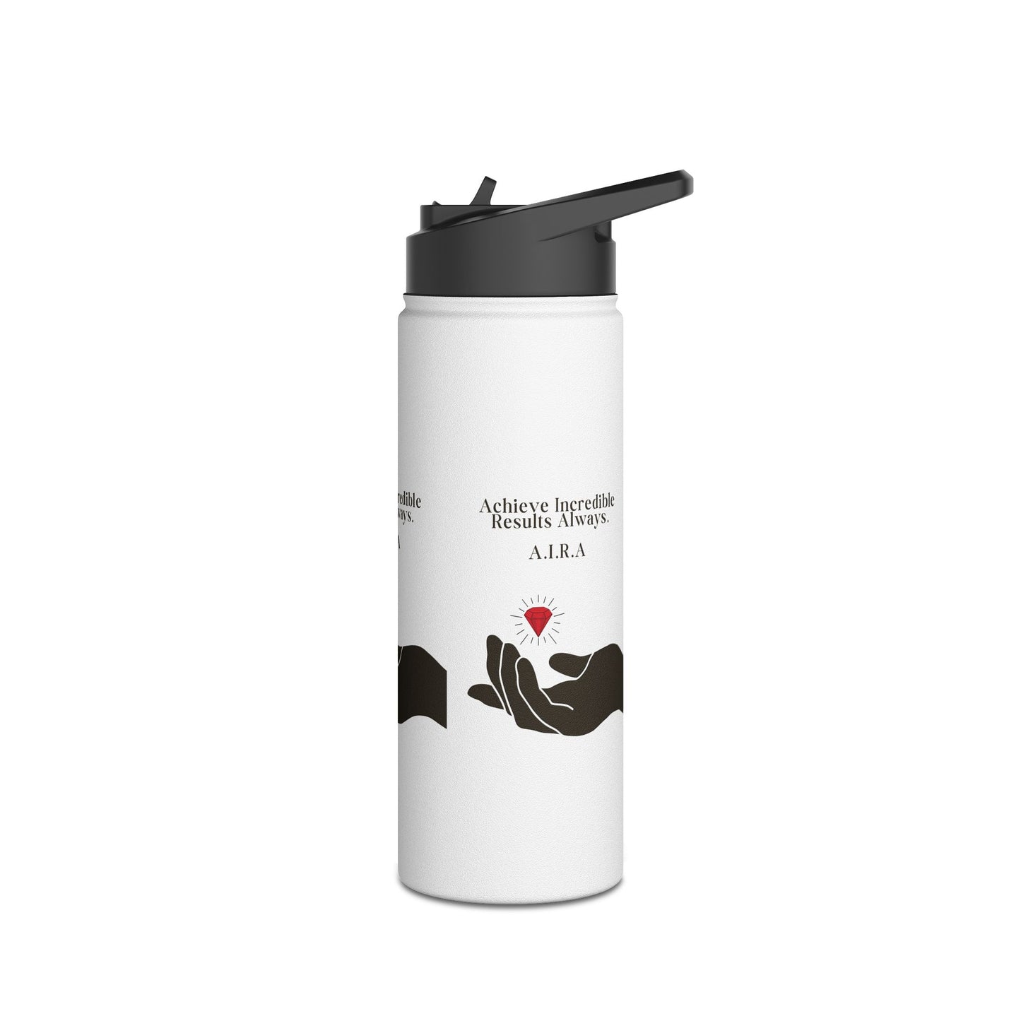 Personalized Initial Quote Hand and Gem Stainless Steel Water Bottle