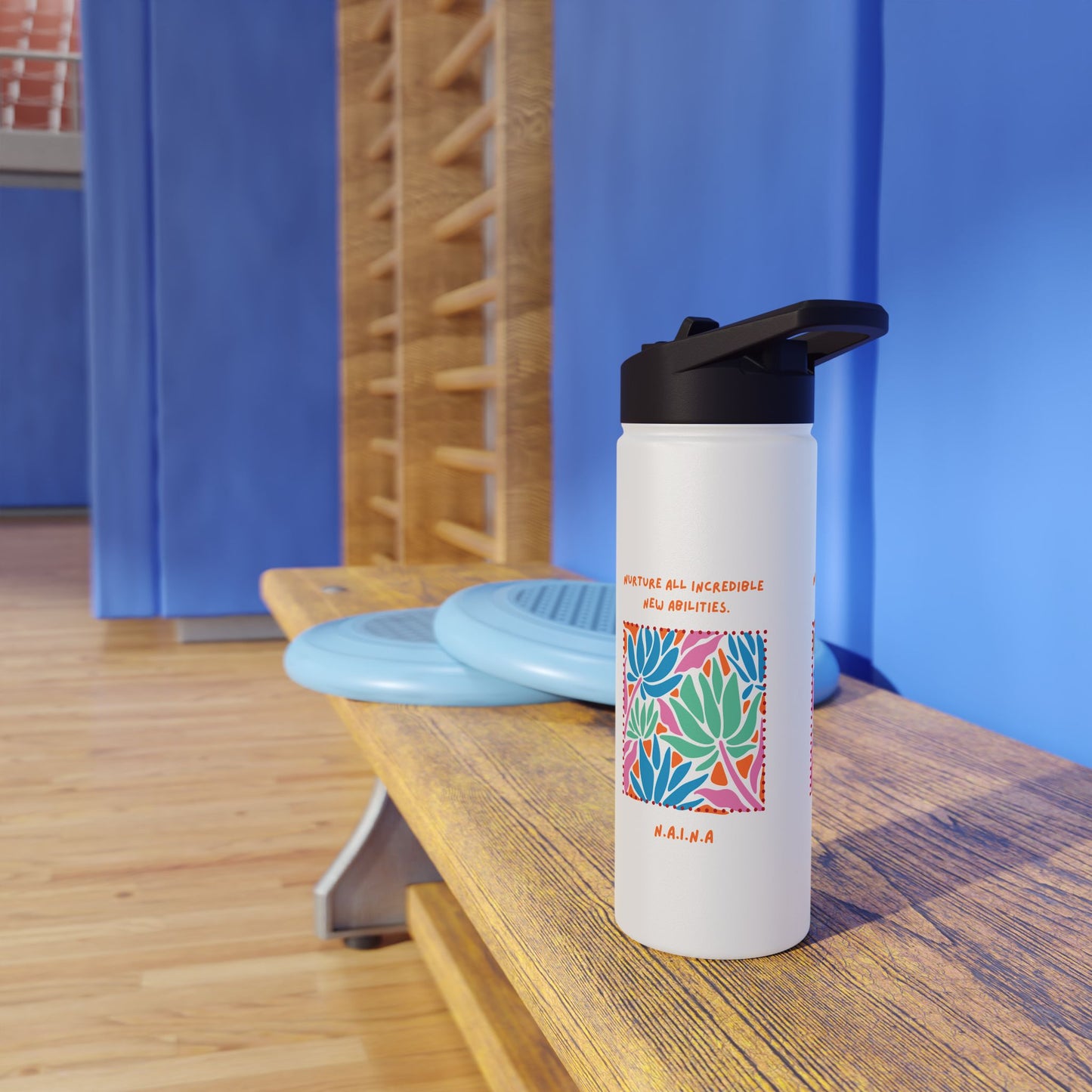 Personalized Initial Quote Floral Momentum Stainless Steel Water Bottle