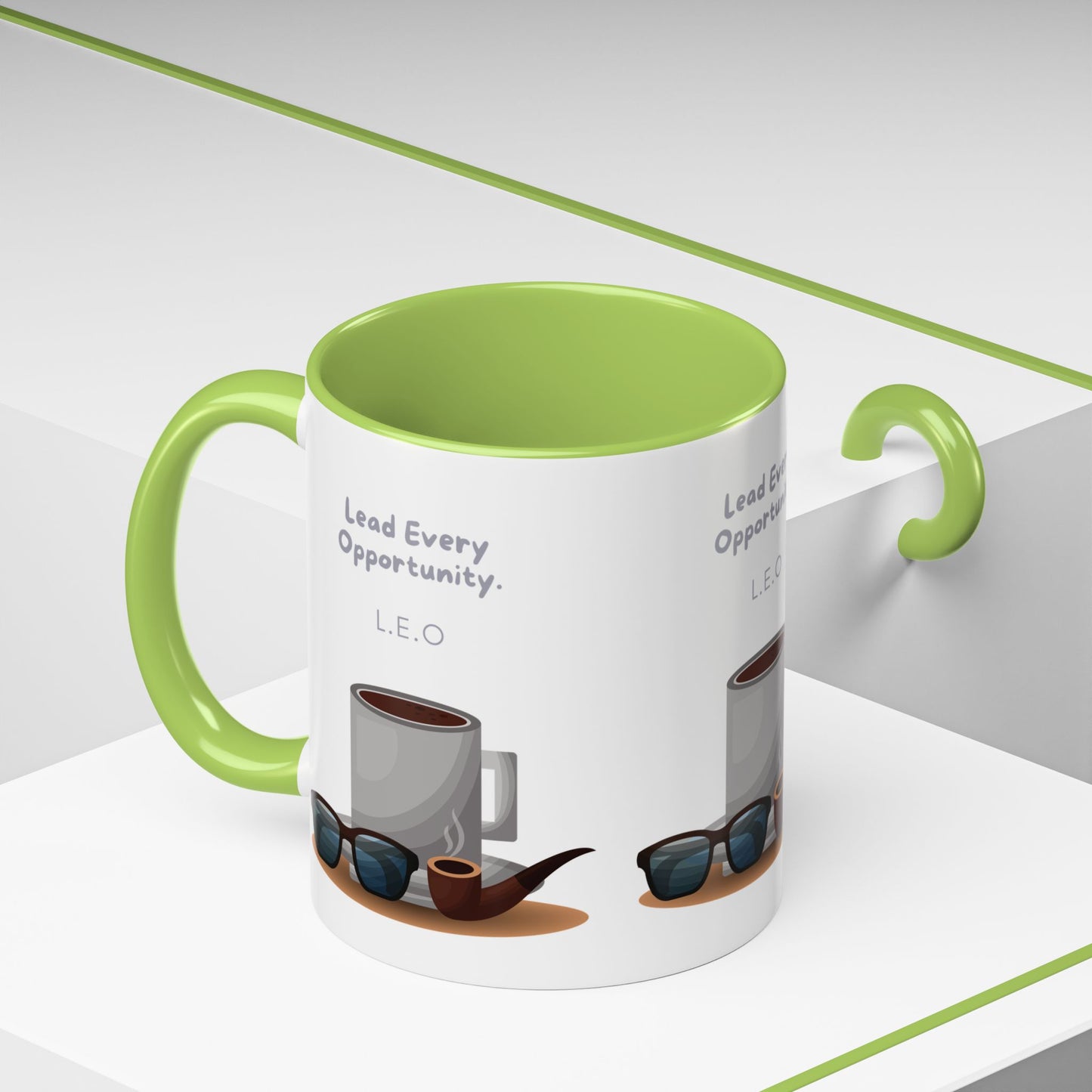 Personalized Initial Coffee and Sunglasses Accent Coffee Mug