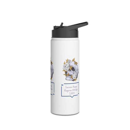 Personalized Initial Quote Floral Skull Stainless Steel Water Bottle
