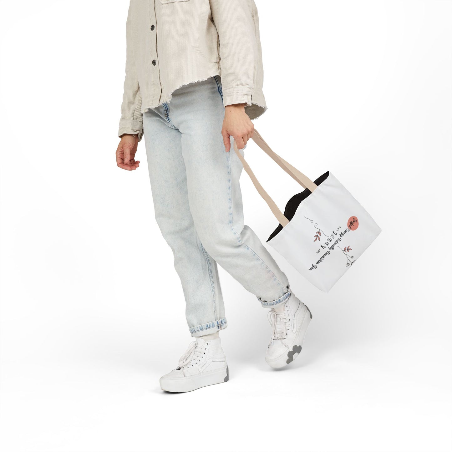 Personalized Initial Quote Floral Minimalist Canvas Tote Custom Name