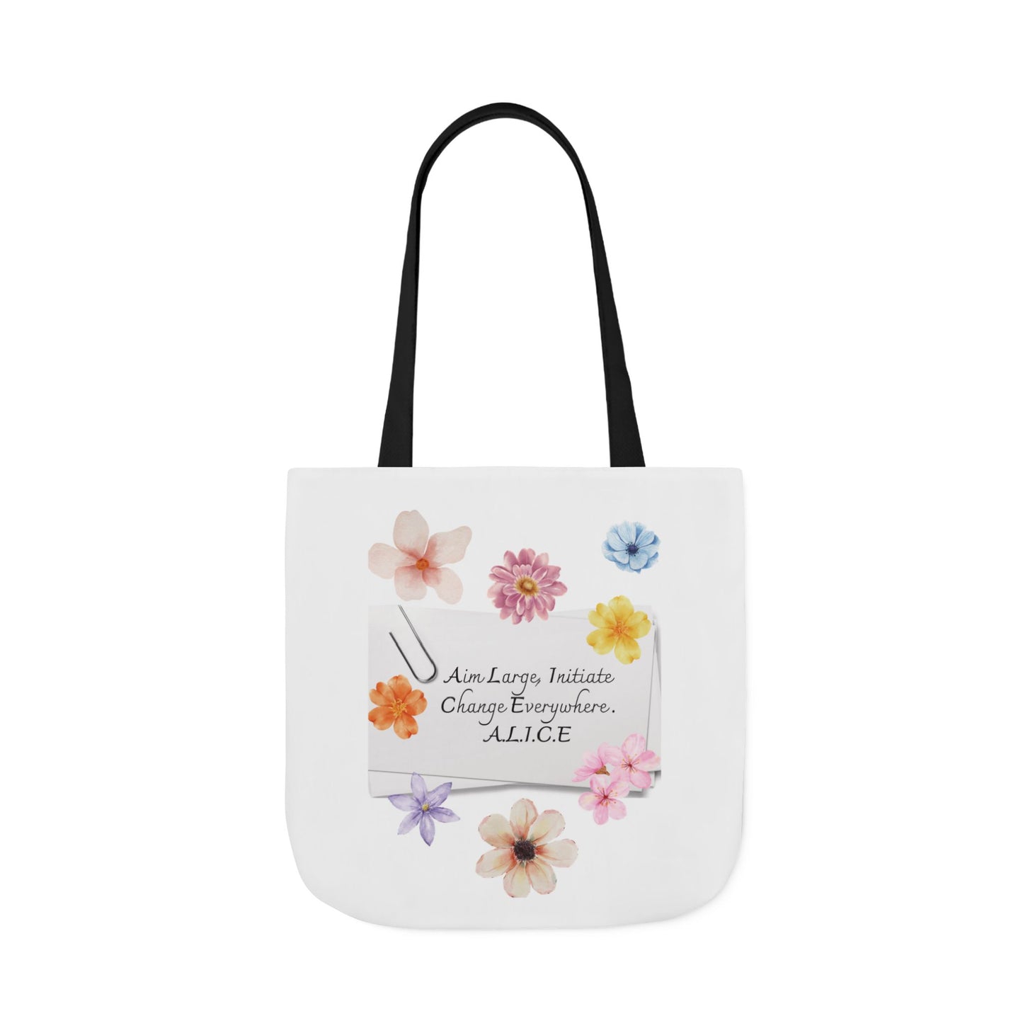 Personalized Initial Quote Floral Clip Canvas Tote Custom Name